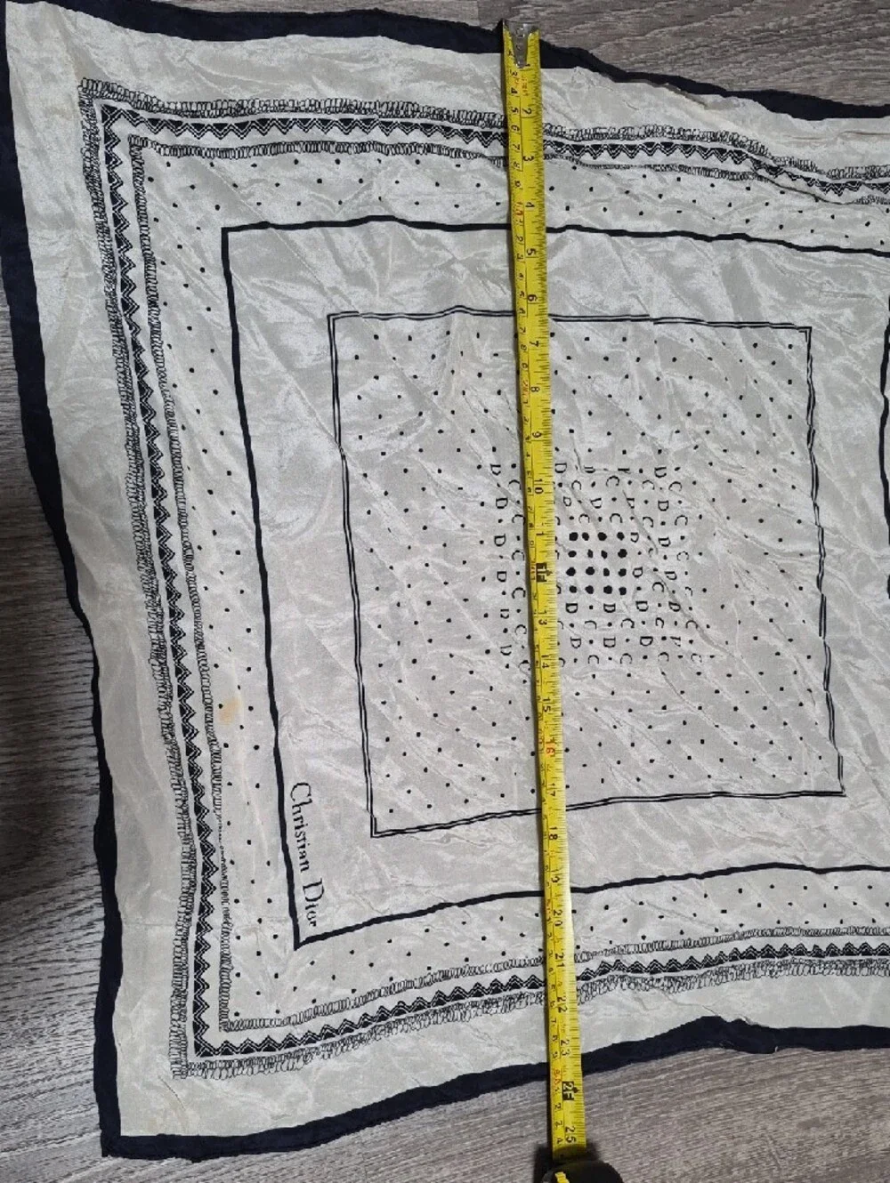 Dior Cream & Navy Polka Dot Silk Scarf